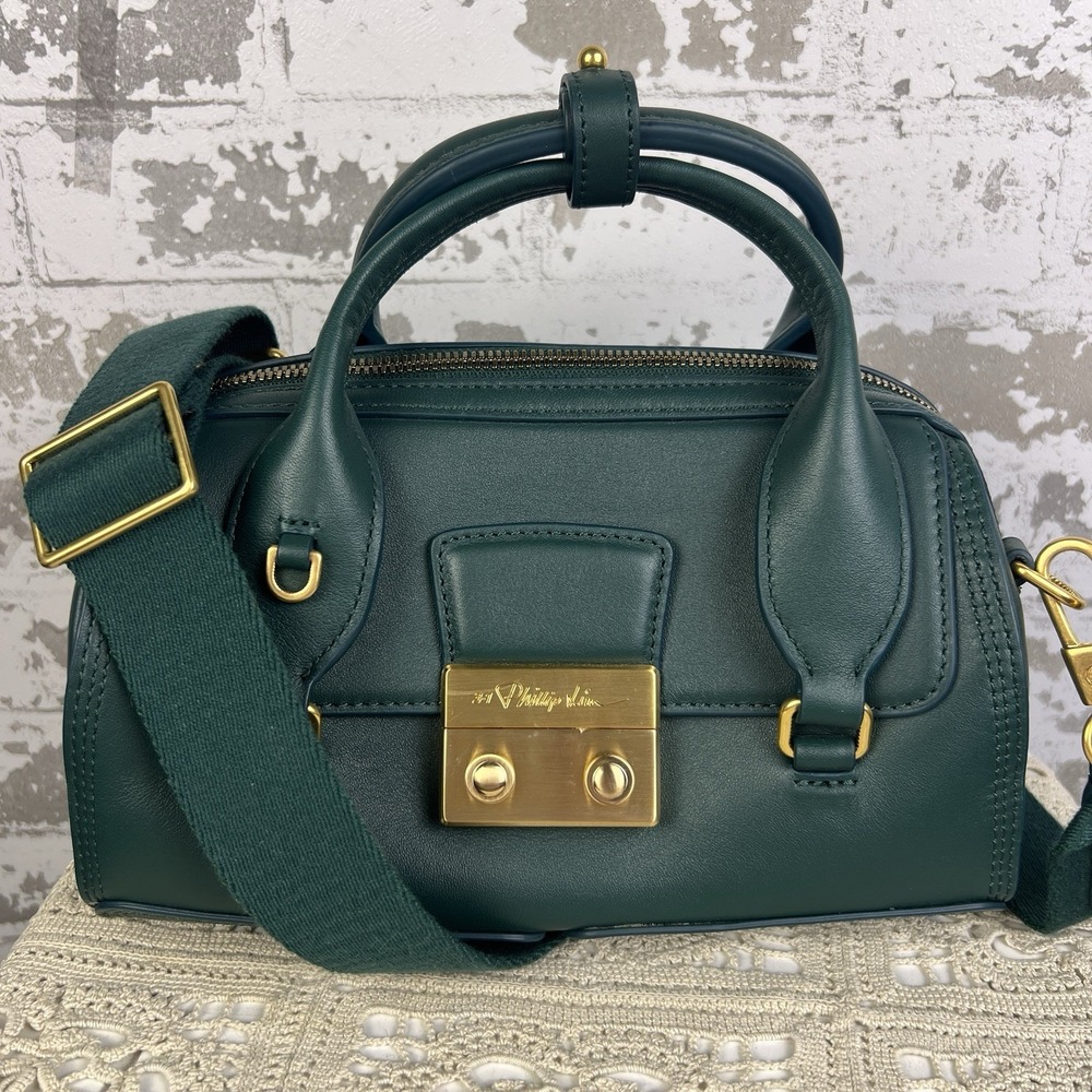 3.1 Phillip Lim Pashli Duffle Purse Forest Green Gold Hardware EUC